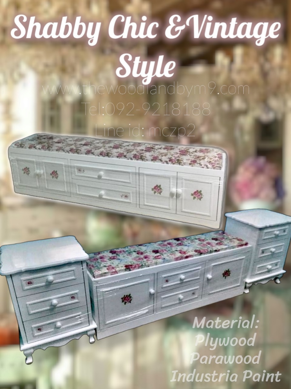 👑#shabbyChicStyle#ชั้นวางรองเท้าด้านบนมีที่นั่งสะดวกในการใส่รองเท้า🛠ตู้vintage🔖15-09-002