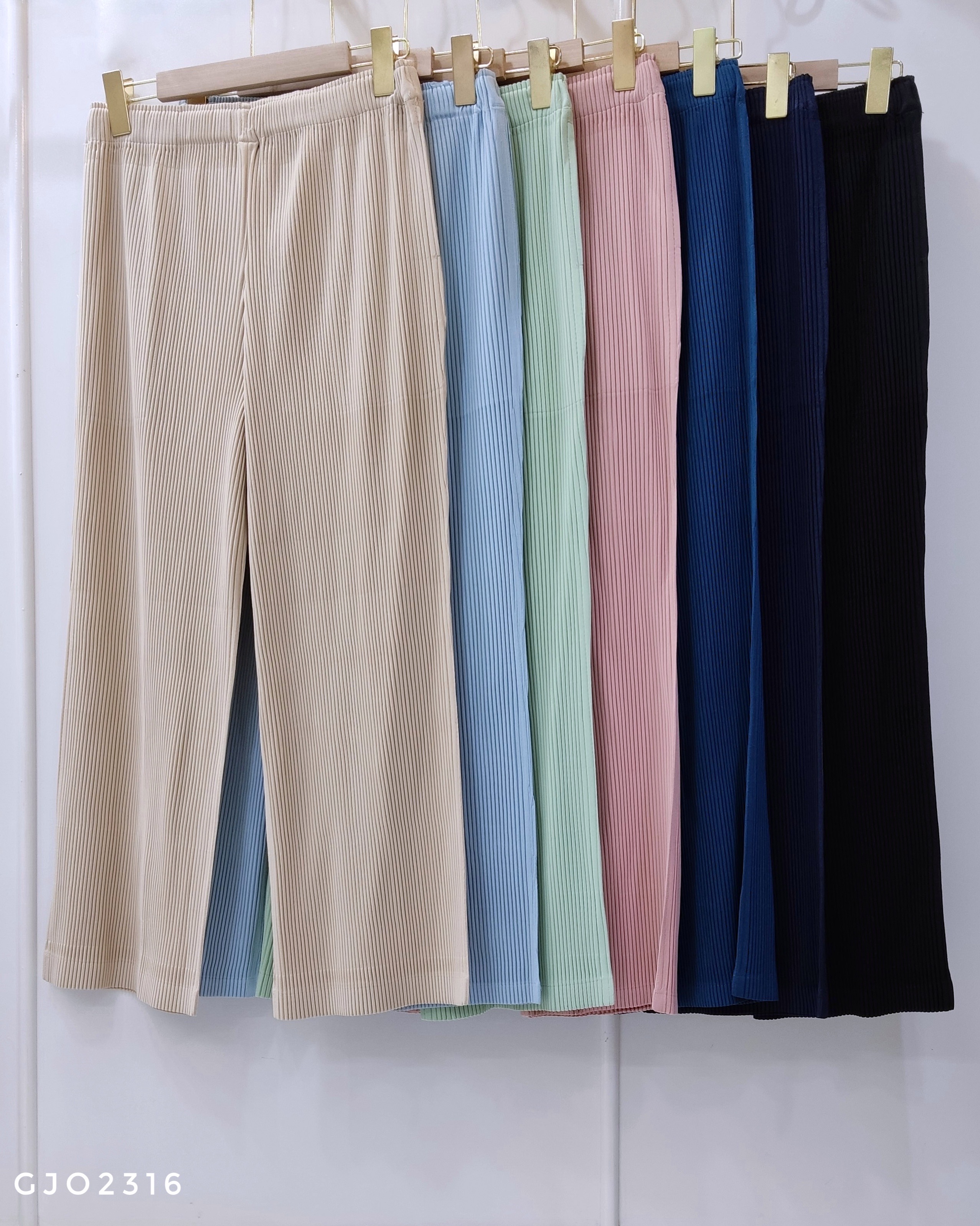 ยาว 36 นิ้ว 2MUAY รุ่น GJO2316 กางเกงผู้หญิง กางเกงพลีทคุณภาพ THICK STRAIGHT PLEATED PANTS 9 สี FREE SIZE