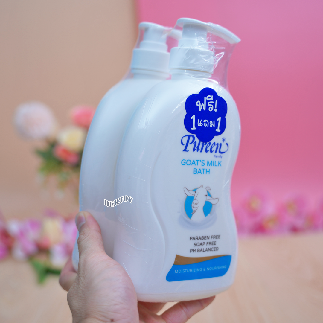 1ฟรี1 Pureen เพียวรีน ครีมอาบน้ำแฟมิลี่โกทซ์มิลค์บาธ 750 มล.
