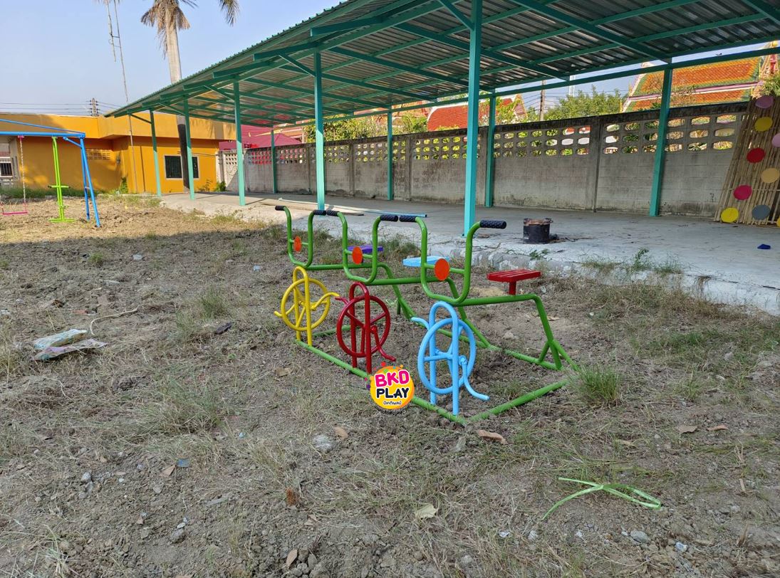 เครื่องออกกำลังกายกลางแจ้ง,จักรยานออกกําลังกายเด็ก,เครื่องปั่นจักรยาน,จักรยาน 3 ที่นั่งสำหรับเด็ก Outdoor Playground, สินค้าสั่งผลิต 10-20 วัน