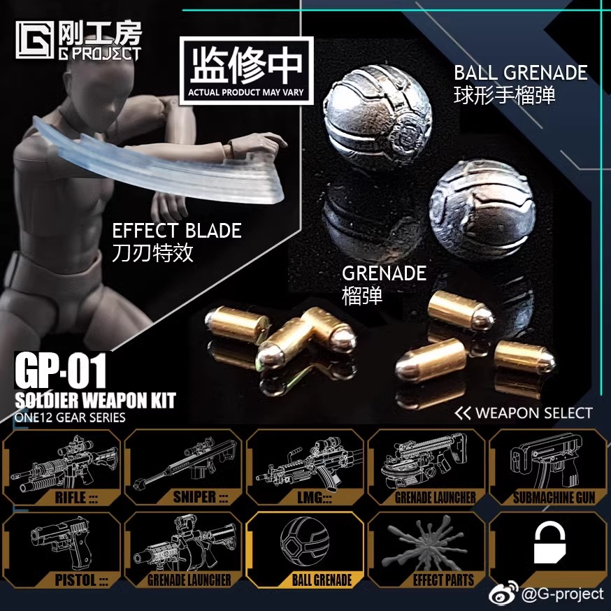 [สั่งจอง] G-PROJECT GP01 1/12 : Weapon pack (for mafex soldier)