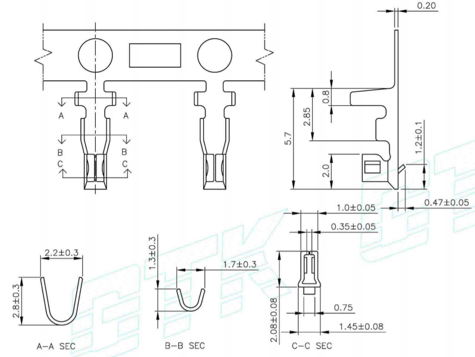 ขั้วตัวผู้ JST 2.00mm 22AWG - 28AWG 1 ตัว