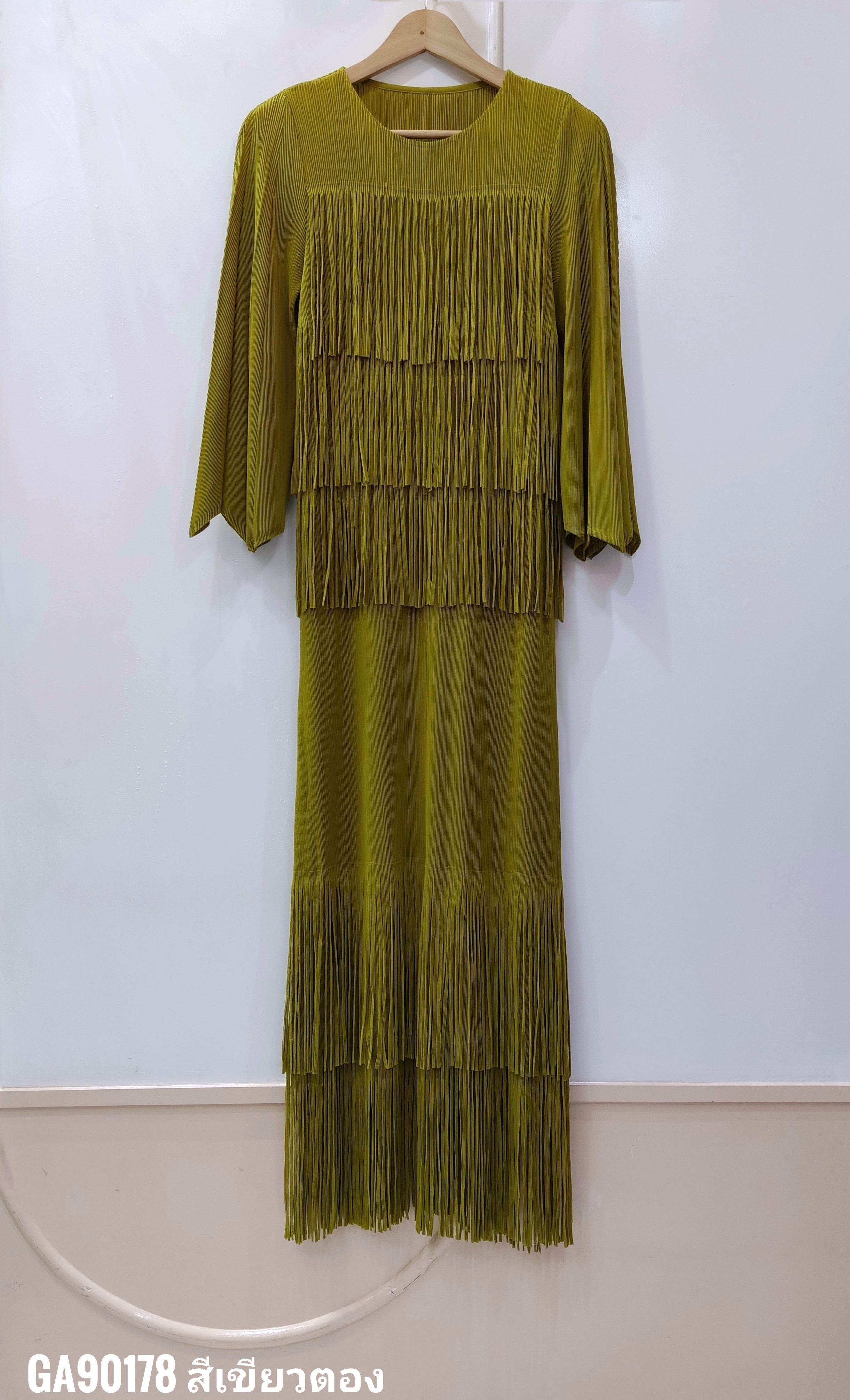 2MUAY รุ่น GA90178 เดรสอัดพลีท FRINGE LAYER PLEATED DRESS 11 สี FREE SIZE