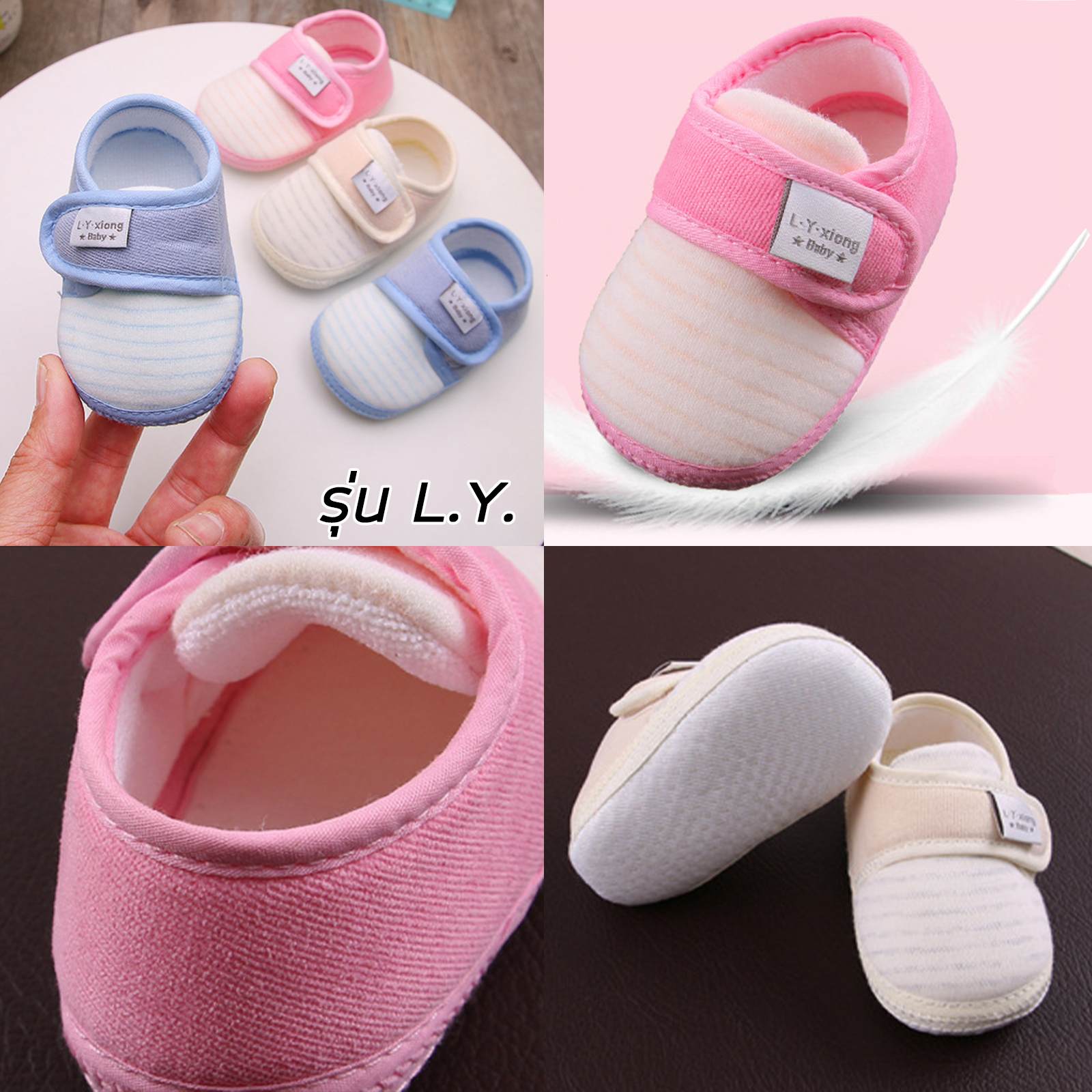 รองเท้าเด็กอ่อน Set-1 มี4รุ่น หนู/กระต่าย/หมี/L.Y. สำหรับเด็กอายุ 0-1 ปี มีให้เลือก3ขนาด น้ำหนักเบา ไม่กัดเท้า ดีไซน์สวยงาม