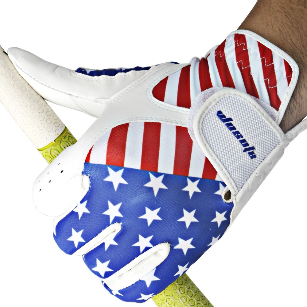 WOSOFE Men Left Golf Gloves USA Flag Model 8th ถุงมือกอล์ฟผู้ชาย หนังแกะสุดนุ่ม ระบายอากาศได้ดี ไม่อับชื้น ลายธงชาติ ข้างซ้าย (1pcs.)