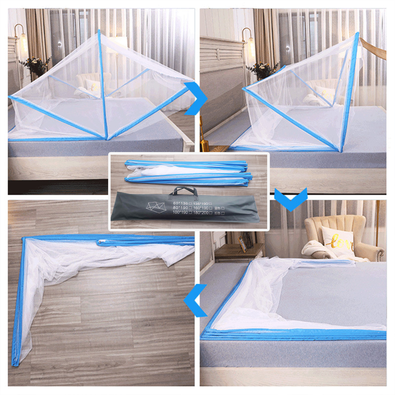 🔥Sale ลดราคา🔥 มุ้ง3ส่วน มี 2 สี 6 ขนาด พับได้เก็บได้ ตาข่ายรังผึ้ง ทนทาน แข็งแรงกว่า