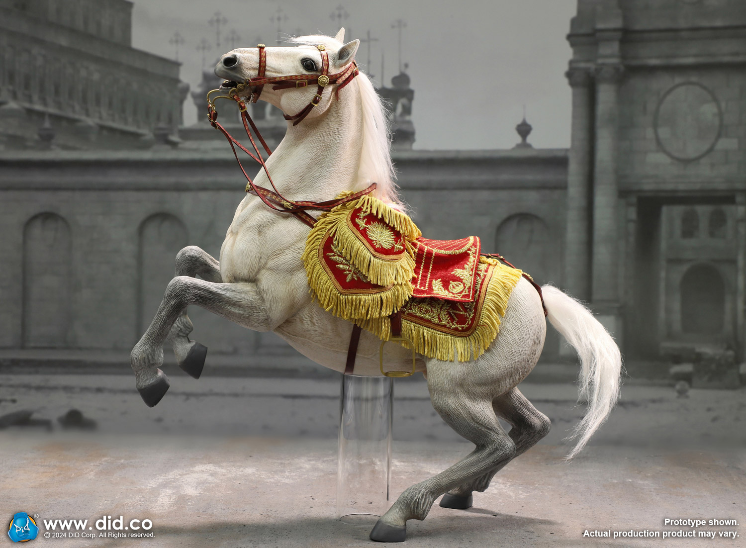 [พร้อมส่ง] "DID 1/6 : Emperor of French - E60078 : White War Horse (Prancing) (ม้าพยศไม่มีจุดขยับ)"
