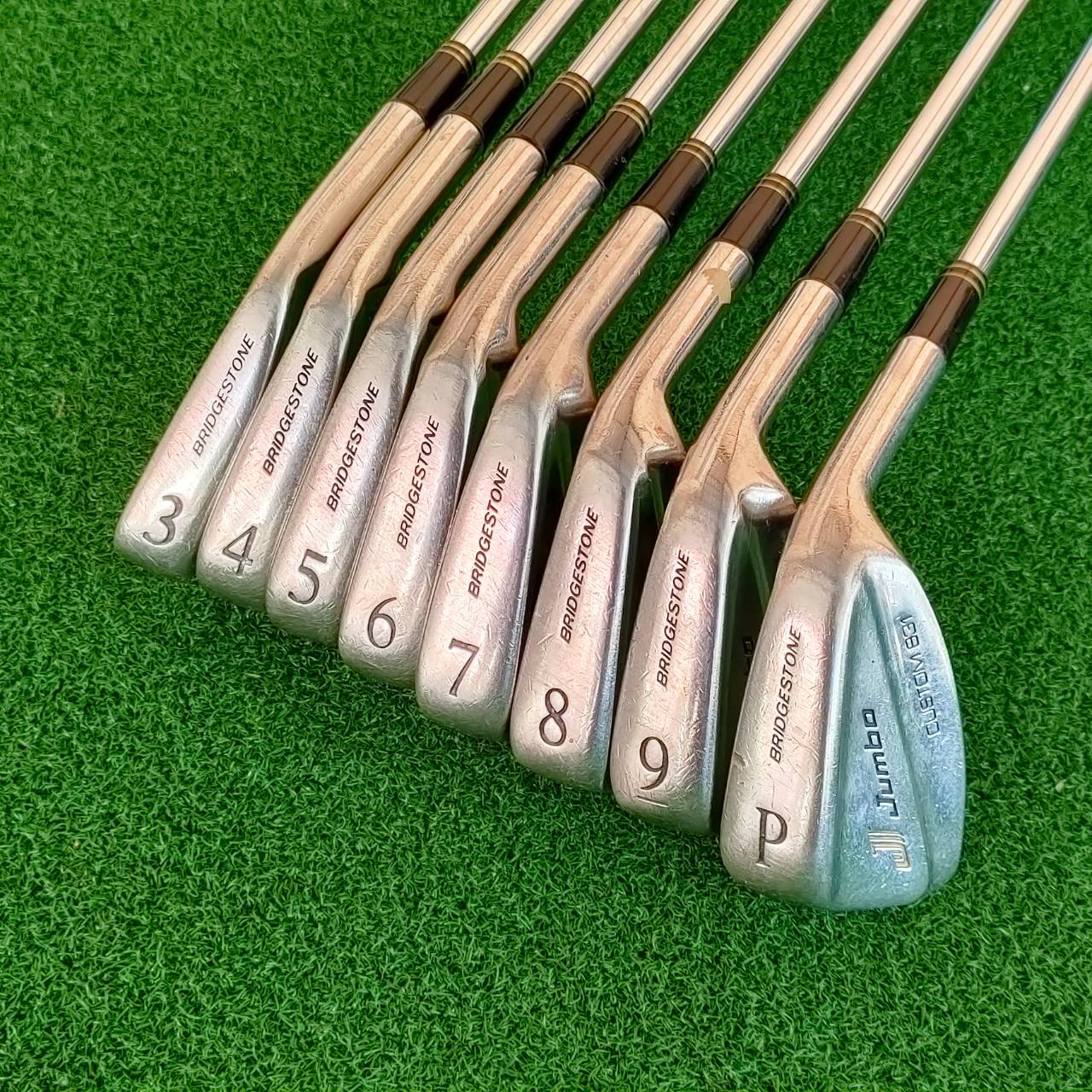 ชุดเหล็ก BRIDGESTONE JUMBO CUSTOM 831 มีเหล็ก 3-9 PW ก้าน JUMBO CUSTOM 831 สภาพสวย ก้านเดิม กริพเดิม ปลอกคอเดิม ทุกไม้ครับ MADE IN JAPAN