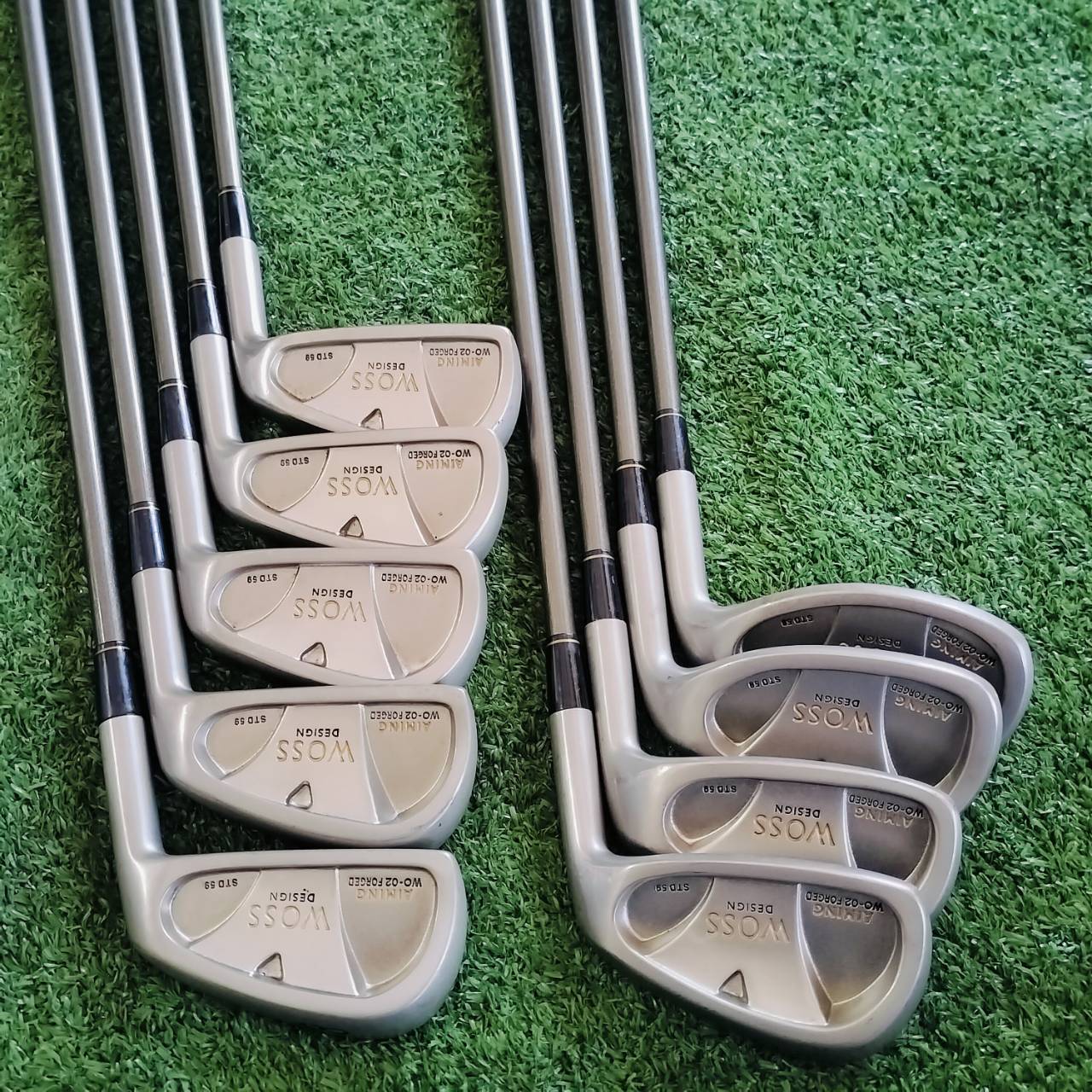 WOSS Japanese golf irons 3-9 P S AIMING WO-02 FORGED ตีนุ่มมากๆ ก้านกราไฟต์เดิมทุกอย่าง FLEX S ไม้กอล์ฟพรีเมี่ยมมือสอง ของแท้ By NakaraLuxurious