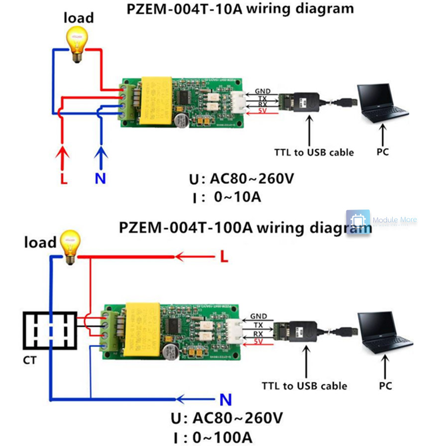 AC Digital Power Energy Meter Module Watt meter PZEM-004T (V3.0)/ PZEM-014/PZEM-016