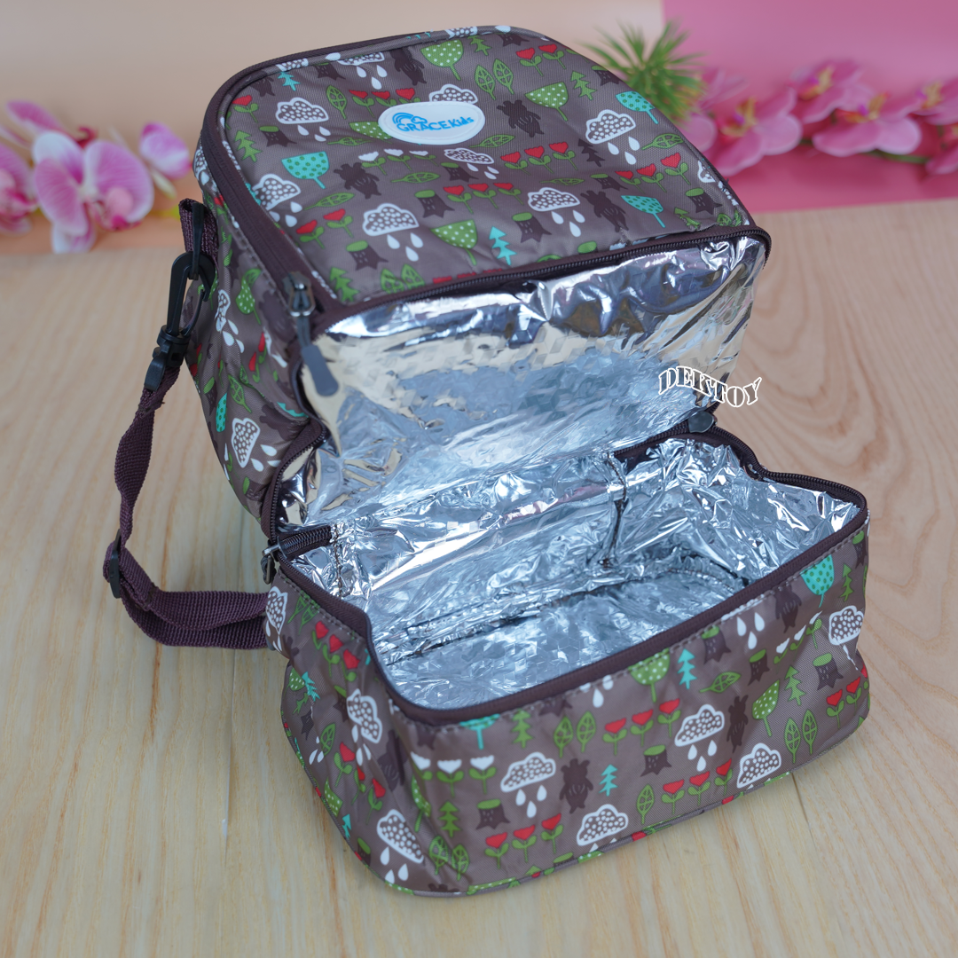 Grace kids เกรซคิดส์ กระเป๋าเก็บอุณหภูมิ 2 ชั้น สีน้ำตาล