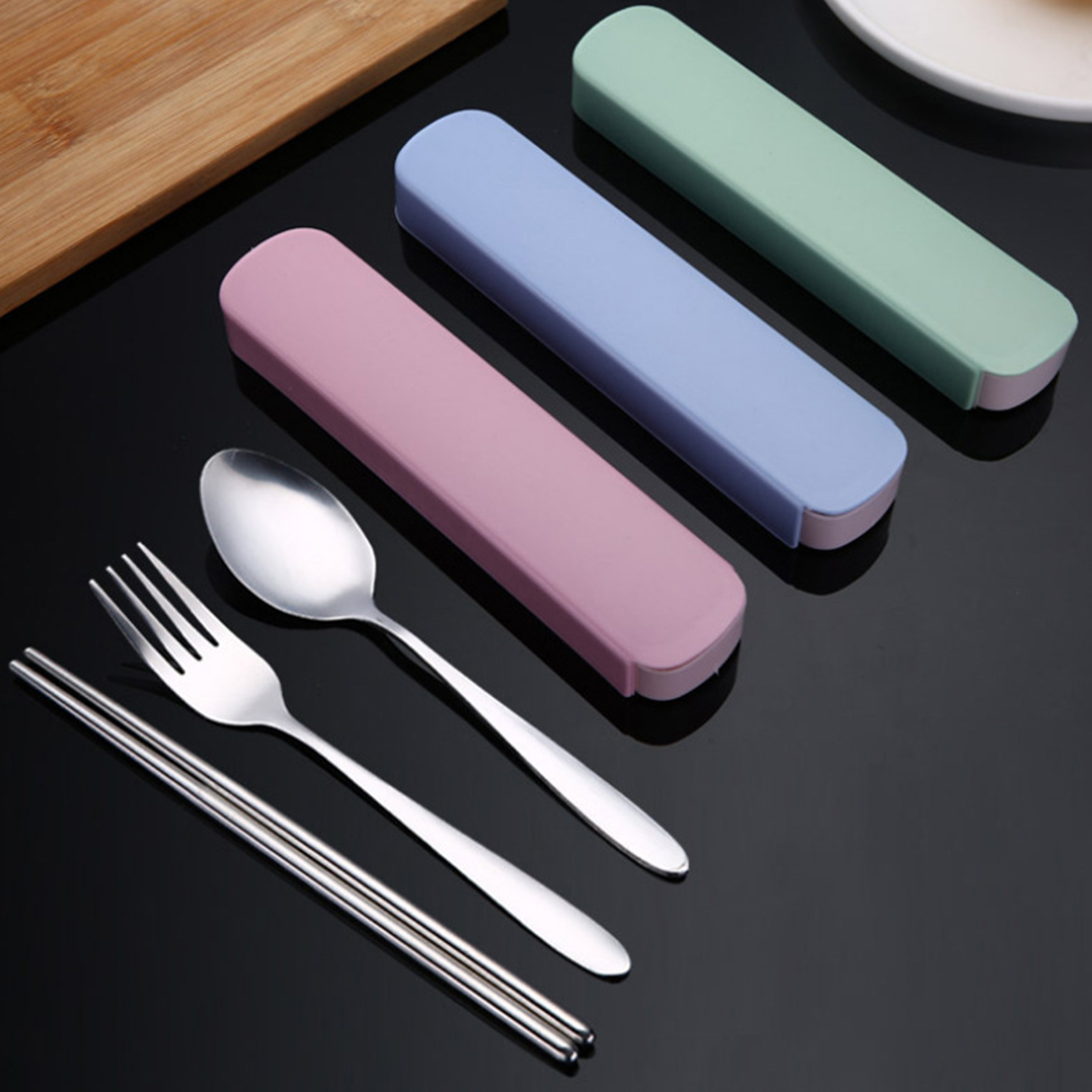 ชุดช้อนส้อมพกพา มีให้เลือก 2รุ่น: พลาสติก / สแตนเลส มีกล่อง ช้อน ส้อม ตะเกียบ แยกส่วน ประกอบได้ แข็งแรง ดีไซน์สวย