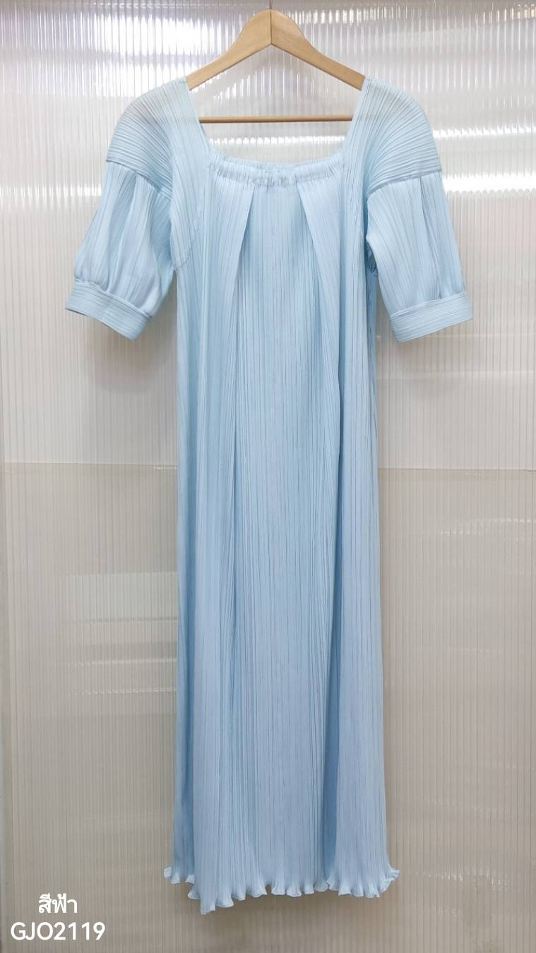 ปรับราคาลง20%!! 2MUAY รุ่น GJO2119 เดรสผู้หญิง เดรสพลีทคุณภาพ 3สี FREE SIZE SHORT SLEEVE SQUARE NECK PLEATED DRESS