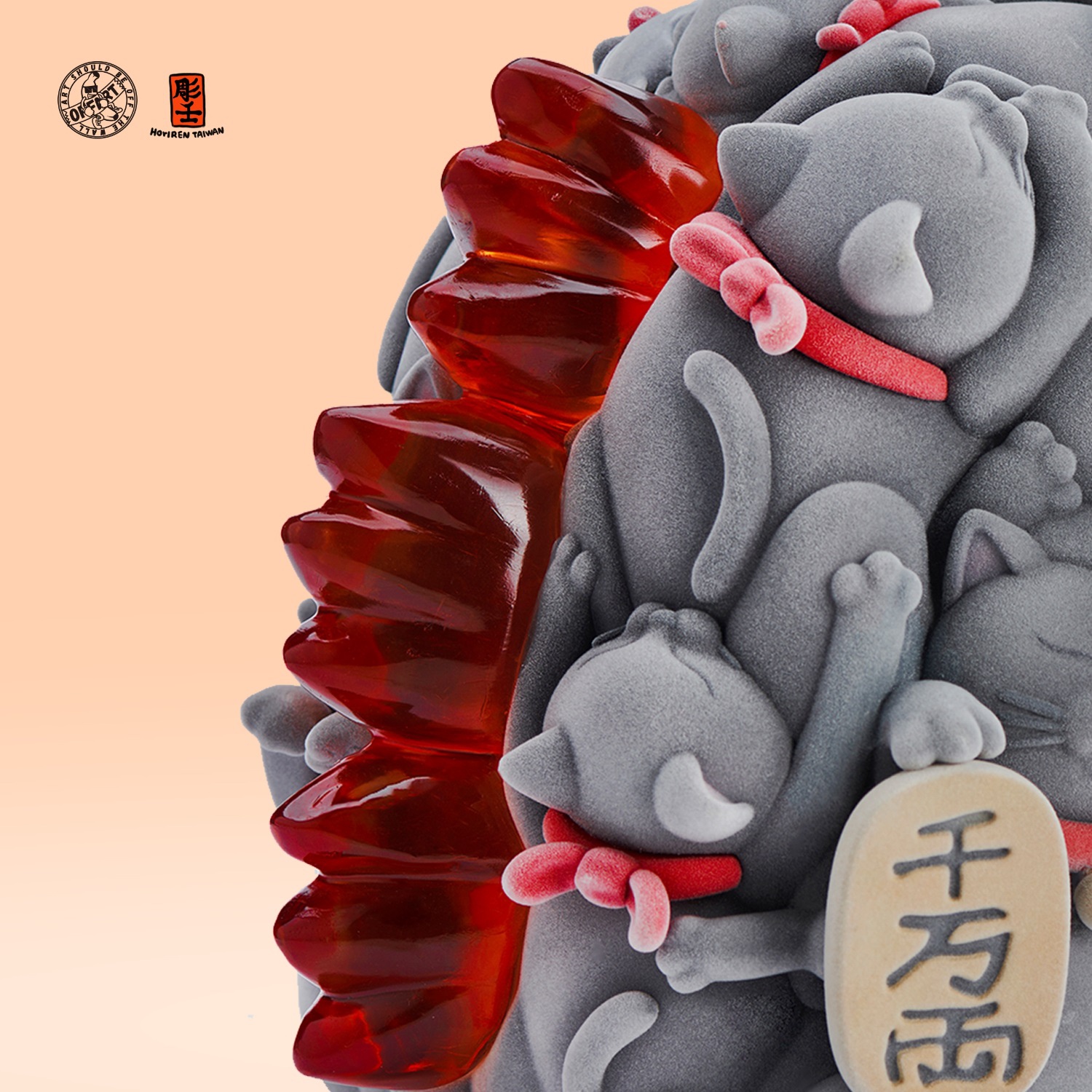 [สั่งจอง] OFFART x Horiren Red Flame Hundred Cats Resin Bust Original Flocked Ver.