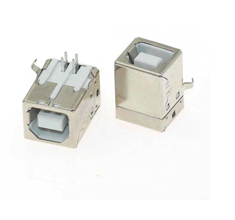USB square socket USB-B female 90 degree curved