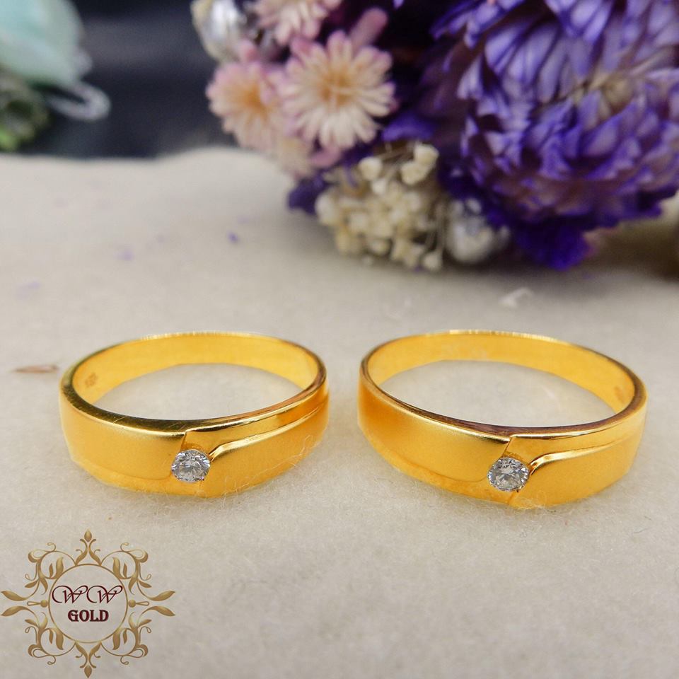 แหวนคู่เรียบหรู (เพชรแท้)