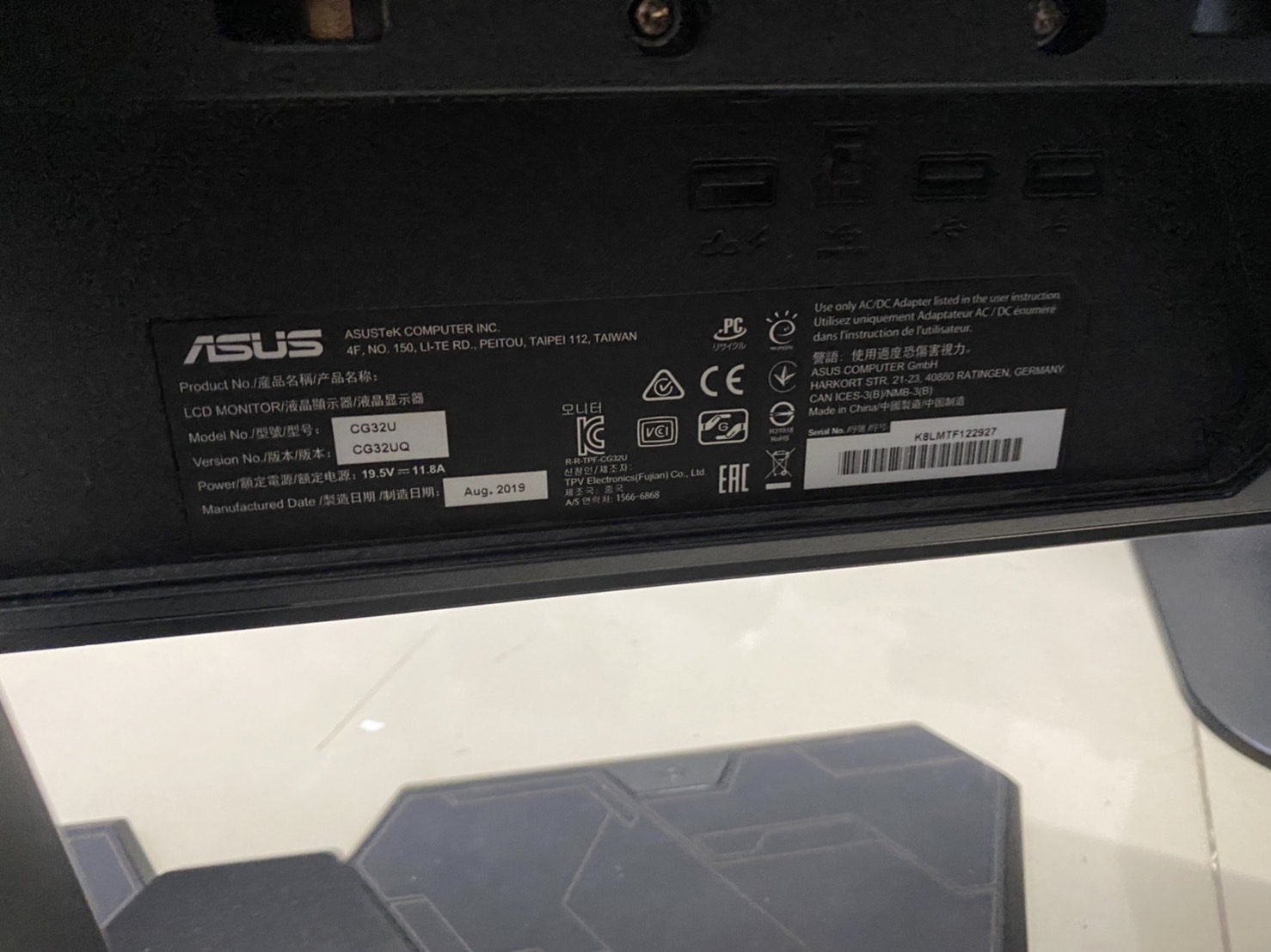 MONITOR ASUS CG32UQ 31.5" VA 4K 60Hz