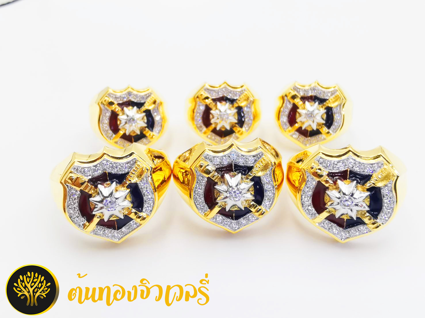 แหวนรุ่นตำรวจ ทองคำ ลงฝั่ง เพชร ลงยาอย่างดี เพิ่มความสวยงาม งานละเอียดประณีตในทุกทุกมุม