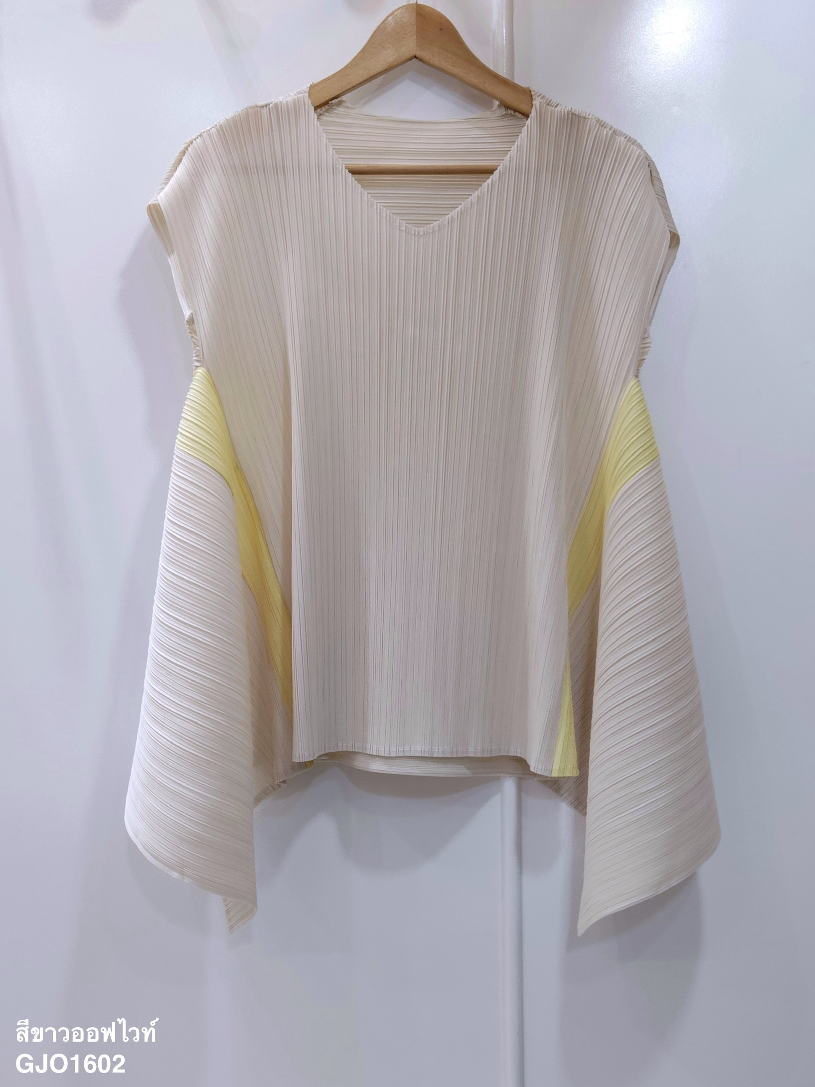 ปรับราคาลง20%!! 2MUAY รุ่น GJO1602 เสื้อพลีทคุณภาพ SHORT SLEEVE 2 TONE FLARE PLEATED TOP 6 สี FREE SIZE