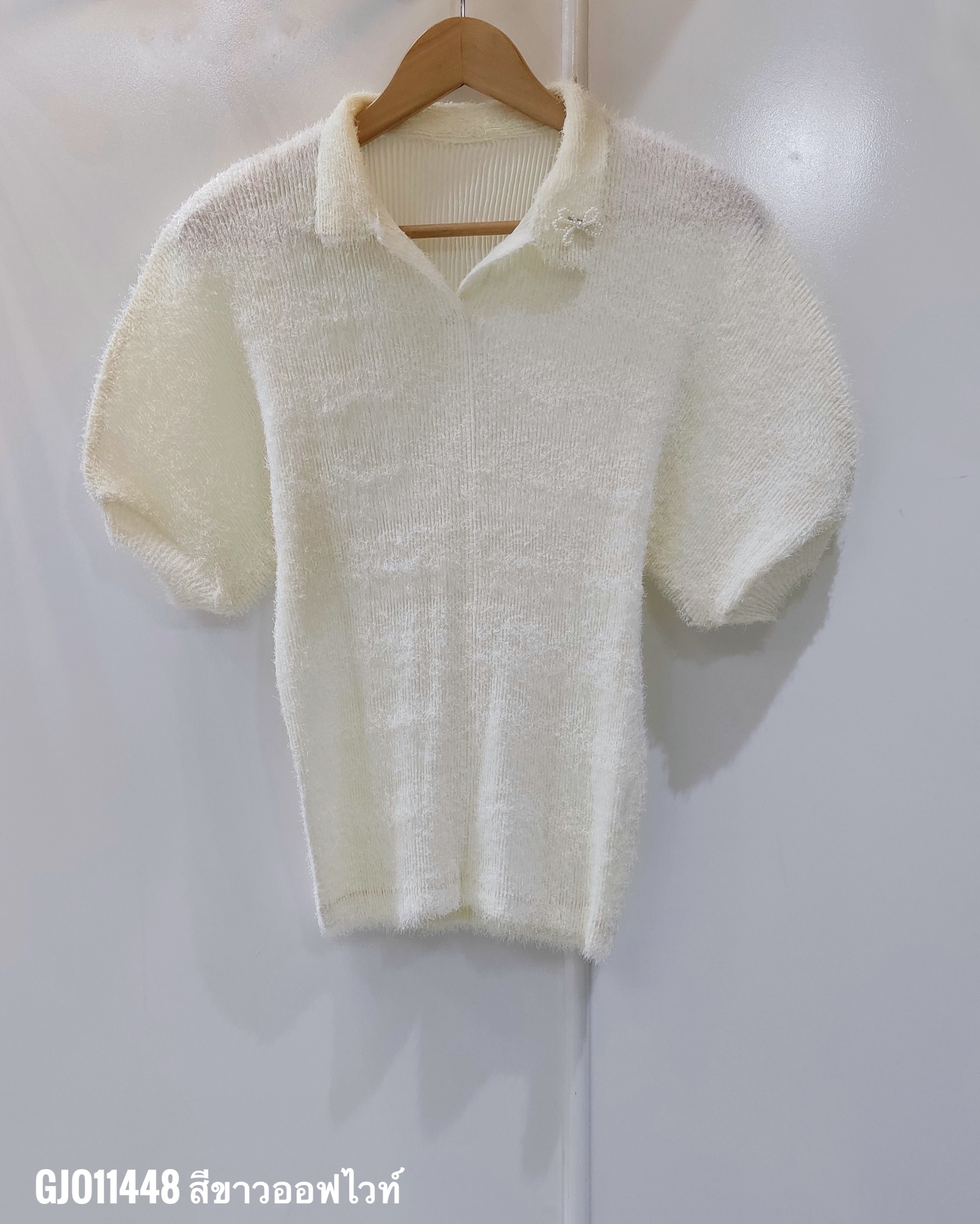 2MUAY รุ่น GJO11448 เสื้ออัดพลีท FUFFY POLO PLEATED TOP 4 สี FREE SIZE