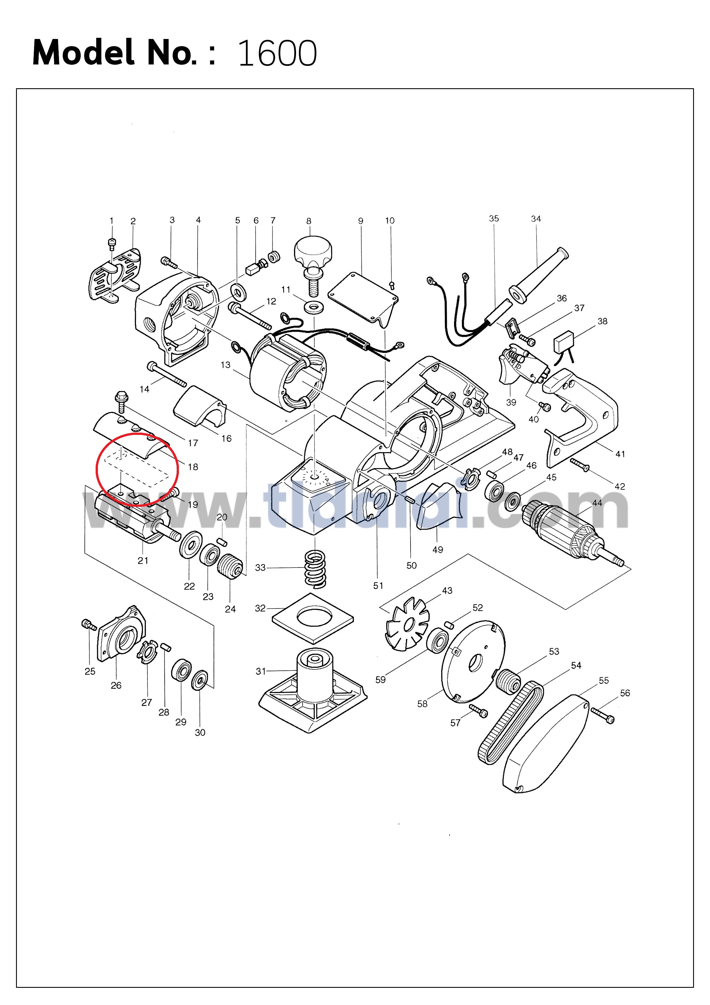 ใบมีดกบไฟฟ้า 3" ใช้กับ Makita รุ่น 1600 ใบมีดขนาด 80มิล(3-1/8")