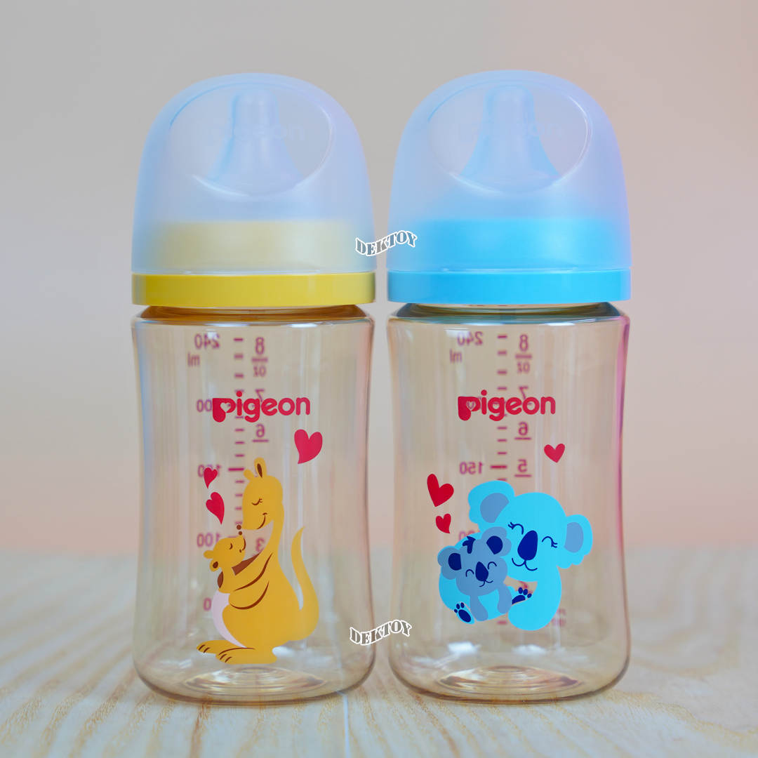 Pigeon พีเจ้น ขวดนมพีเจ้นสีชา PPSU 8 ออนซ์ 240 มล. คอกว้าง แพ็ค2ขวด มัมเลิฟ