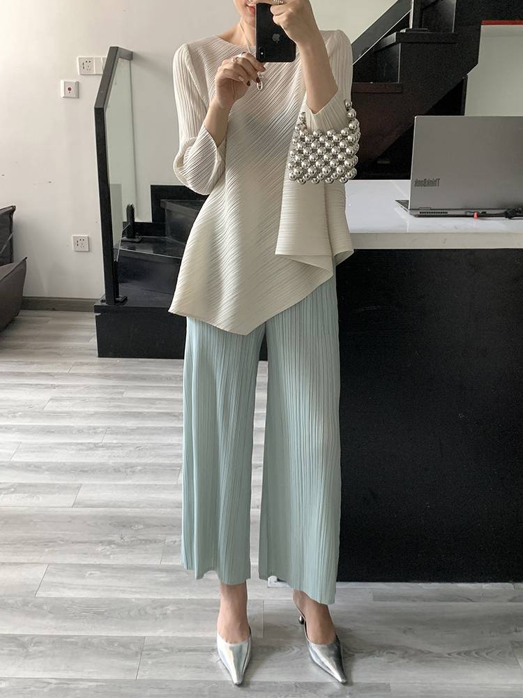 ปรับราคาลง20%!! ยาว 35.5นิ้ว!! 2MUAY รุ่น GJO2122 กางเกงผู้หญิง กางเกงพลีทคุณภาพ 6สี FREE SIZE LOOSE STRAIGHT PLEATED PANTS