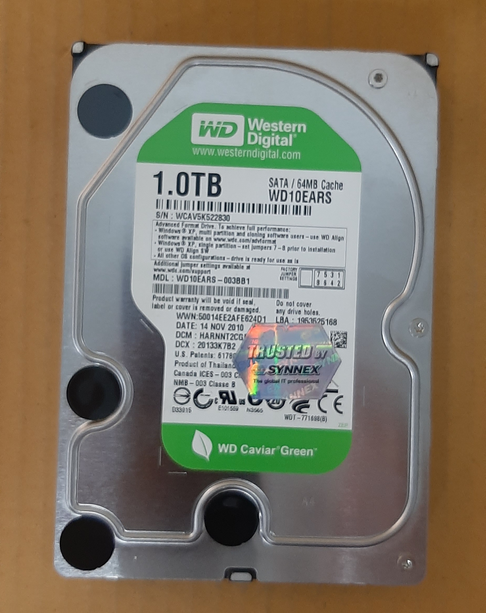 ฮาร์ดดิส WD Green 1TB Sata 3.5 มือสอง ประกันร้าน 1 เดือน