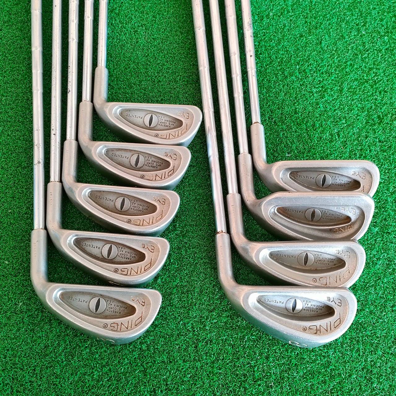 ชุดเหล็ก PING EYE รุ่นแรก มีเหล็ก 3-9 เเละ PW SW สุดคลาสสิค สภาพเดิมมาก ก้านเดิมทุกอย่างครับ ตีดีที่สุด สปินจัดมาก