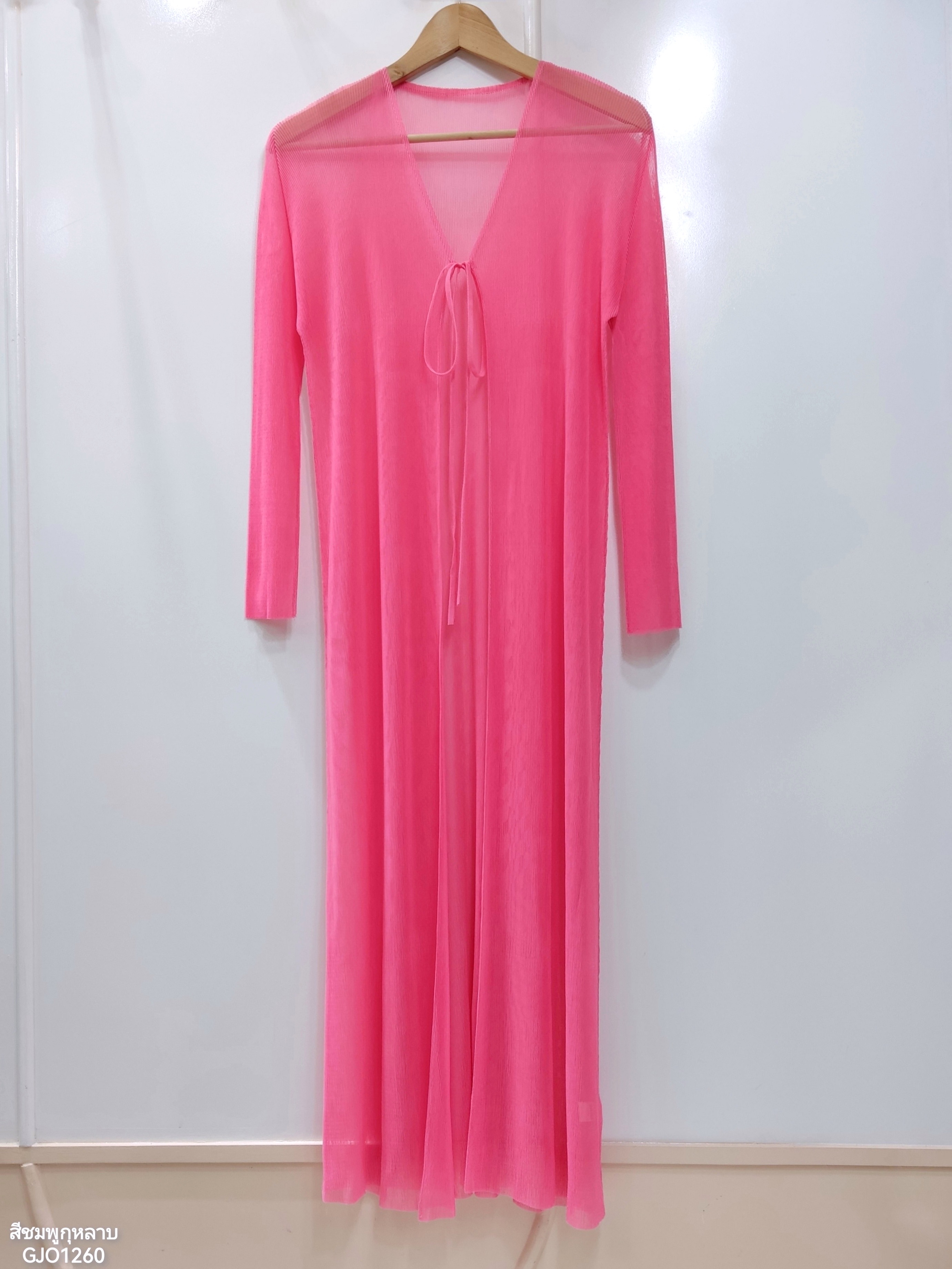 ปรับราคาลง20%!! 2MUAY รุ่น GJO1260 เสื้อคลุมพลีทคุณภาพ TRANSPARENT PLEATED LONG CARDIGAN 5 สี FREE SIZE