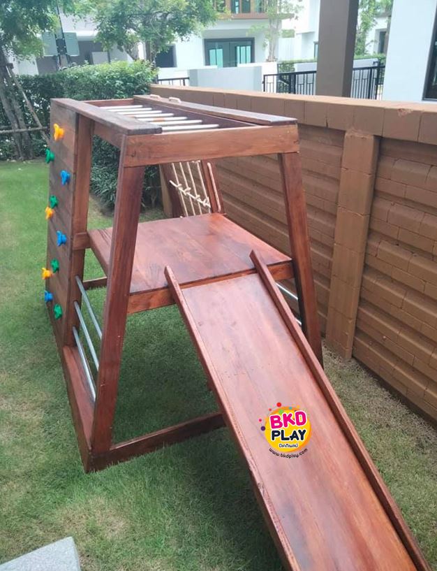 เครื่องเล่นสนามไม้ ชุด E ปีนป่ายเชือก,ปีนหน้าผา ปีนป่ายไม้ เครื่องเล่นสนามกลางแจ้ง ของเล่นสนามwoodplayground ไม้เนื้อแข็ง