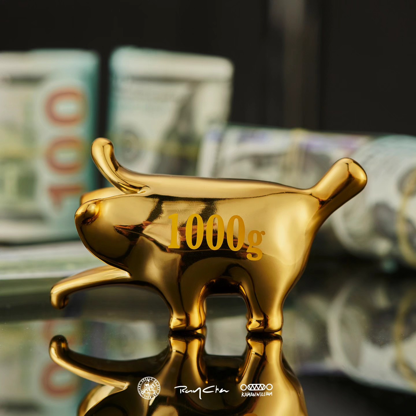 [สั่งจอง]OFFART X Kamanwilliam X RayChan : Gold Fortune Mini Money Bananaer Dog (Gold Chrome-Plated 6.0 Edition)