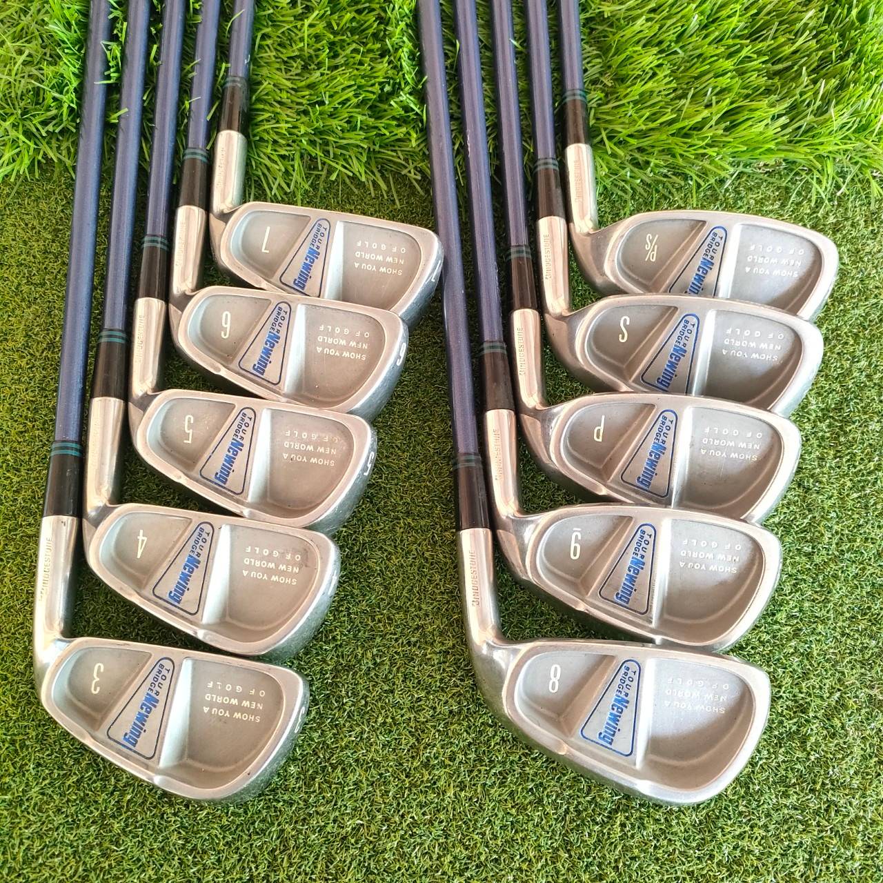 ชุดเหล็ก BRIDGESTONE TOUR BRIDGE NEWING มีเหล็ก 3-PW SW P/S ชุดใหญ่ 10 ชิ้น ก้าน HARMOTE NEWING FLEX R ก้านเบา เน้นตีตรง ตีง่ายๆ สบายๆ สภาพสวยๆ กริพสวยครับ