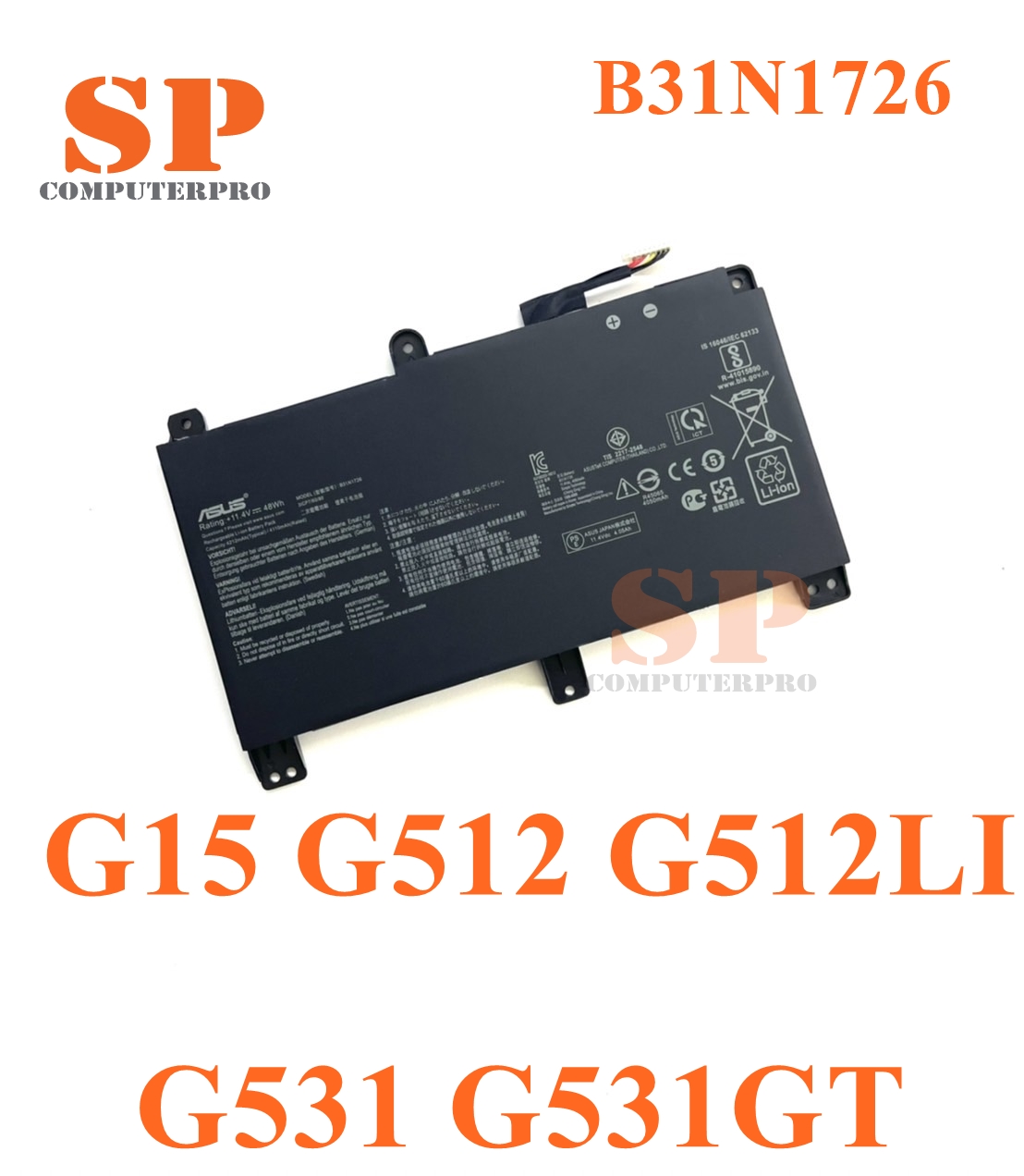 ASUS Battery แบตเตอรี่ของแท้ ASUS ROG Strix G15 G512 G512LI G531 G531GT G531GV G531VW Model: B31N1726