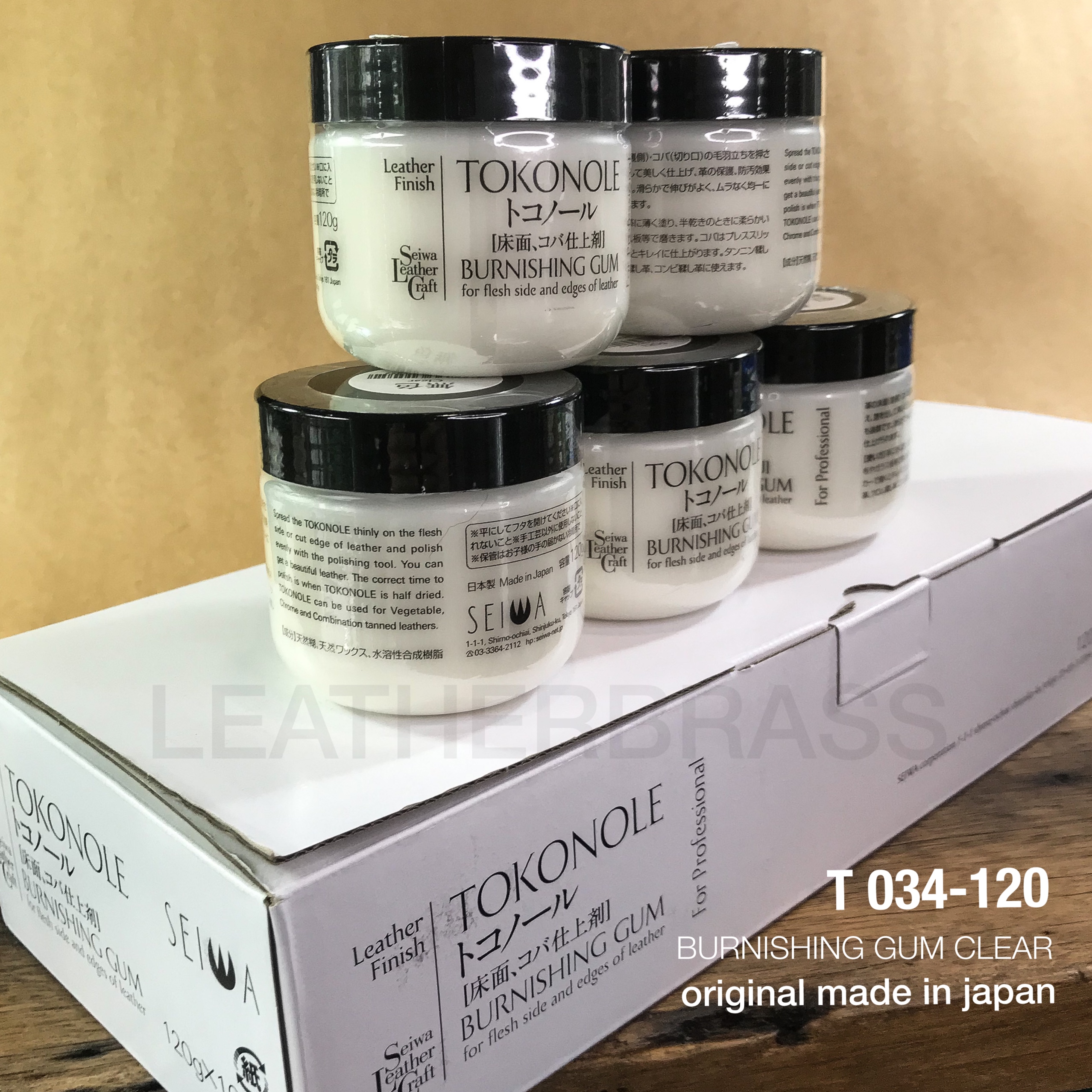 T034-120 Gum กระปุก ขนาด 120 กรัม น้ำยาขัดขอบ สีใส ยี่ห้อ Seiwa Tokonole อุปกรณ์งานหนัง**ราคาต่อกระปุก**