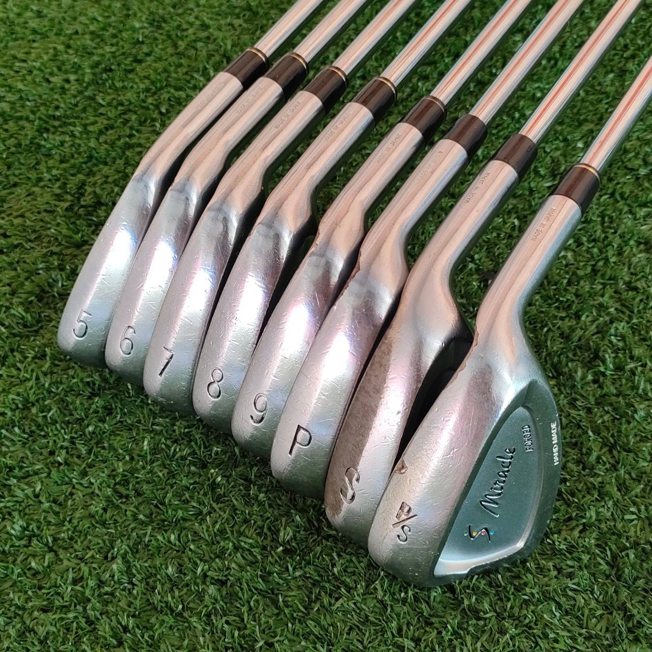 ชุดเหล็ก MIRACLE FORGED มีเหล็ก 5-9 เเละ PW SW P/S ก้าน DYNAMIC GOLD S200 เหล็กพรีเมี่ยม FORGED CAVITY ใส่ GRIP GOLF PRIDE ไม้กอล์ฟมือสอง ของแท้ BY NakaraLuxurious