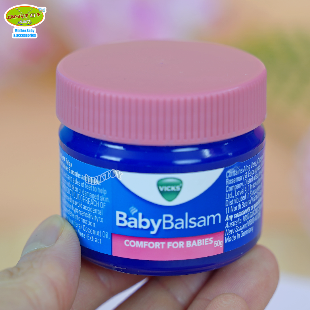 Vicks Baby Balsam วิคส์ เบบี้ บัลแซม 50 กรัม สูตรอ่อนโยน เด็ก3เดือนถึง 5 ปี