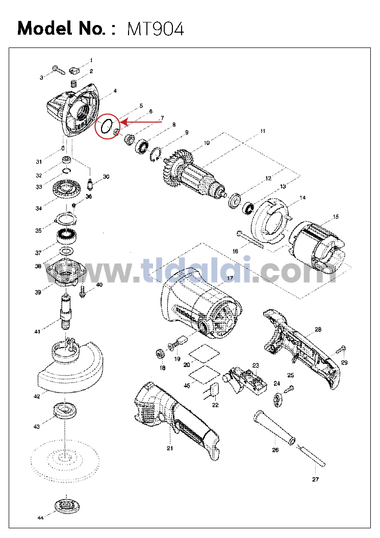 โอริงฝาหัวกระโหลก (แท้) (213445-5) หินเจียร Makita มากีต้า รุ่น 9553, 9556, NB, HP, HN, GA4030, GA4031, M9512 - Maktec รุ่น MT958, MT904 (213445-5) (อะไหล่แท้ 100%) O-RING 26X2
