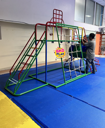 ชุดรวม E เชือกถักใหญ่ ประกอบด้วยสไลเดอร์ชิงช้าปีนป่ายแป้นบาสและถังลอดถ้ำ กระดานลื่นเหล็ก เครื่องเล่นสนามกลางแจ้ง เครื่องเล่นสนามเหล็ก OutdoorPlayground,ผลิตเครื่องเล่นสนาม,เครื่องเล่นในสนามเด็กเล่น,เครื่องเล่นงบสพฐ.,ประชารัฐ, ราคาโรงงาน