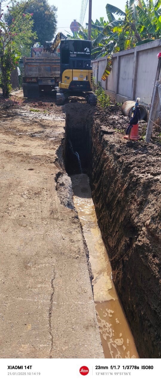 งานวางระบบท่อระบายน้ำ เทศบาลตำบลเบิกไพร อ.บ้านโป่ง