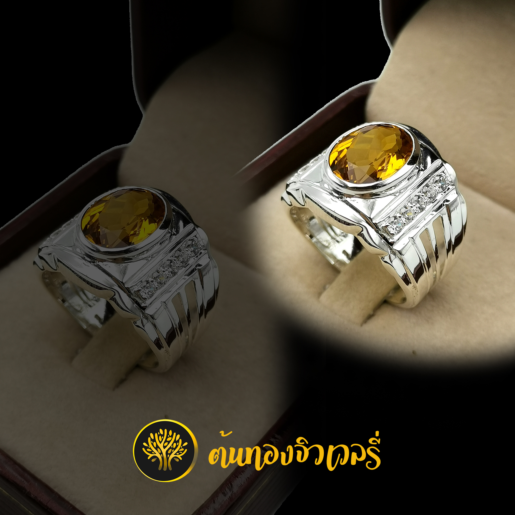 แหวนพลอยบุษราคัม ข้างฝังเพชรแถว สวยๆ งานดีแบบนี้ ต้องมีไว้ใส่นิ้วสักวงแล้วแหละครับ
