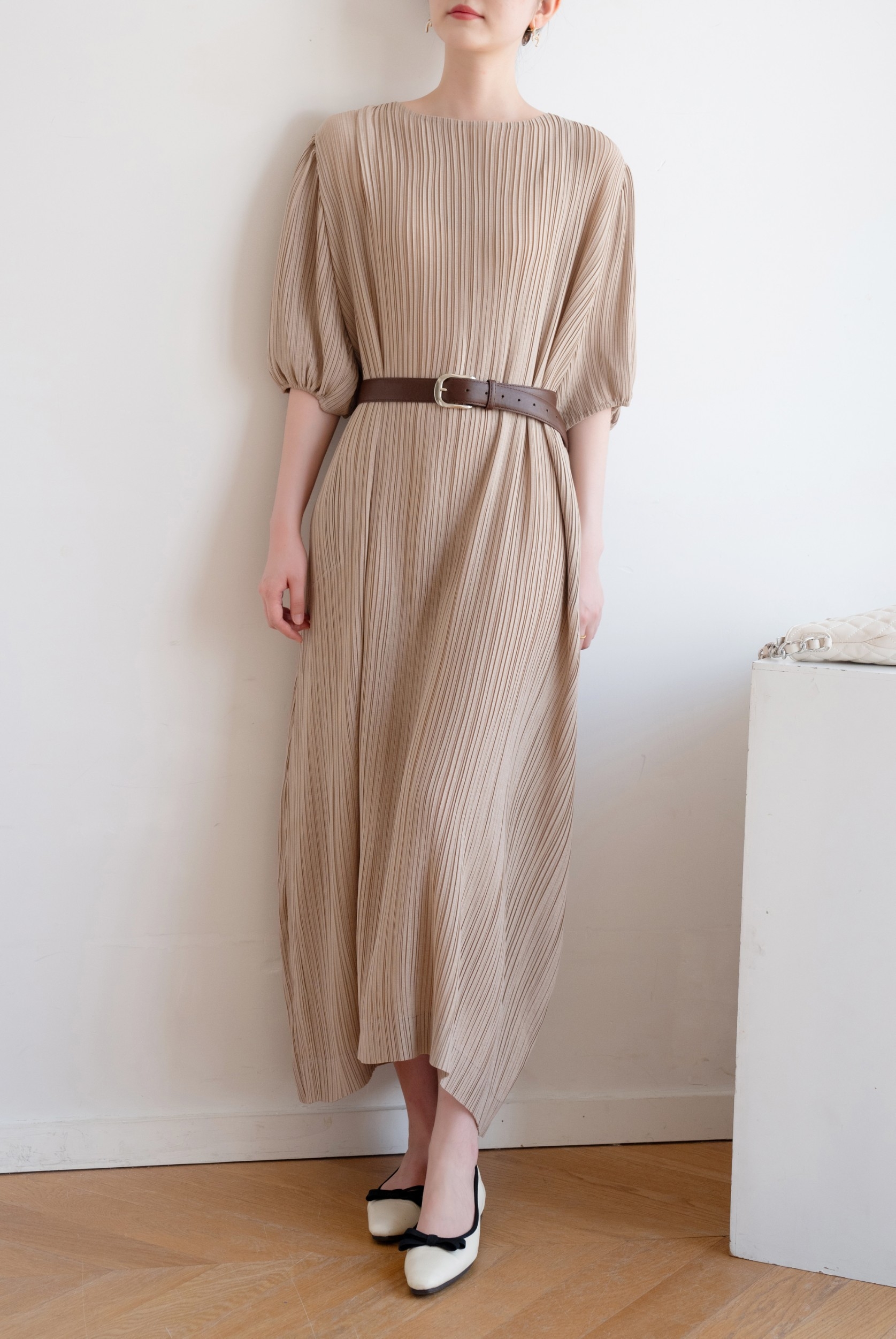 ปรับราคาลง20%!! อกถึง 60 นิ้ว 2MUAY รุ่น GJO1117P เดรสพลีทคุณภาพ BABY DOLL SLEEVE PLEATED DRESS 8 สี FREE SIZE