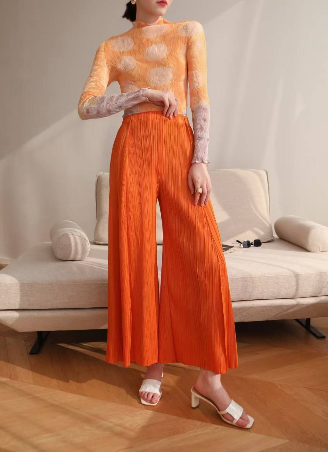 ยาว37.5"นิ้ว! 2MUAY กางเกงผู้หญิง กางเกงพลีทคุณภาพ รุ่น GJO6972 WIDE LEG PLEAT PANT FREE SIZE