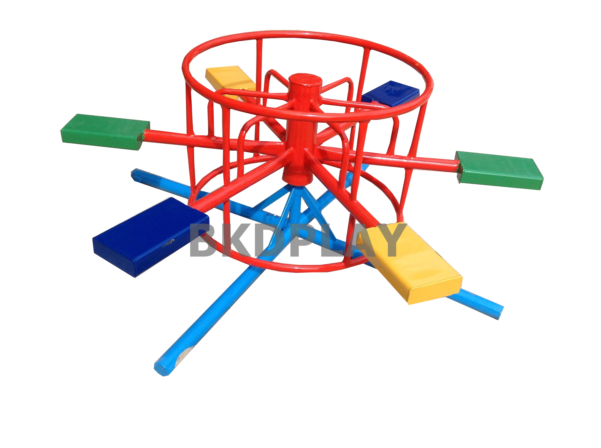 เครื่องเล่นสนาม กลางแจ้ง เหล็ก,ม้าหมุน กระดานหมุน 6 ที่ Outdoor Playground, ราคาโรงงาน สินค้าสั่งผลิต 10-20 วัน