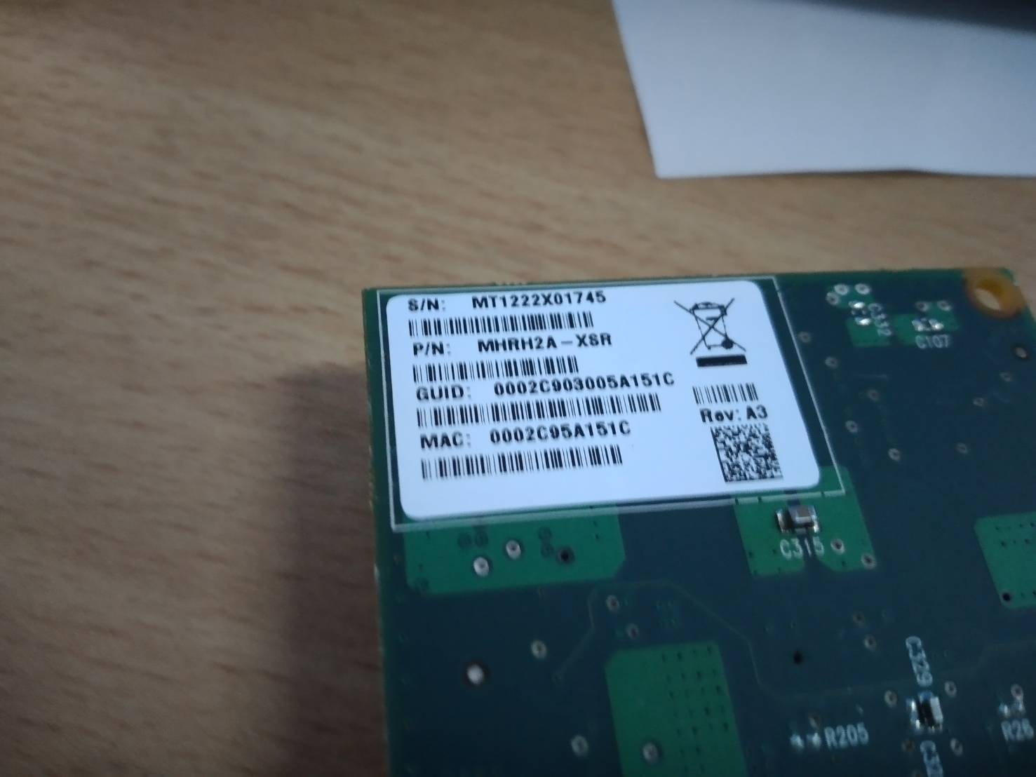 Mellanox MHRH2A-XSR Dual Port INFINBAND 10Gb Dual Port PCI-E Server Adapter ขาสั้น