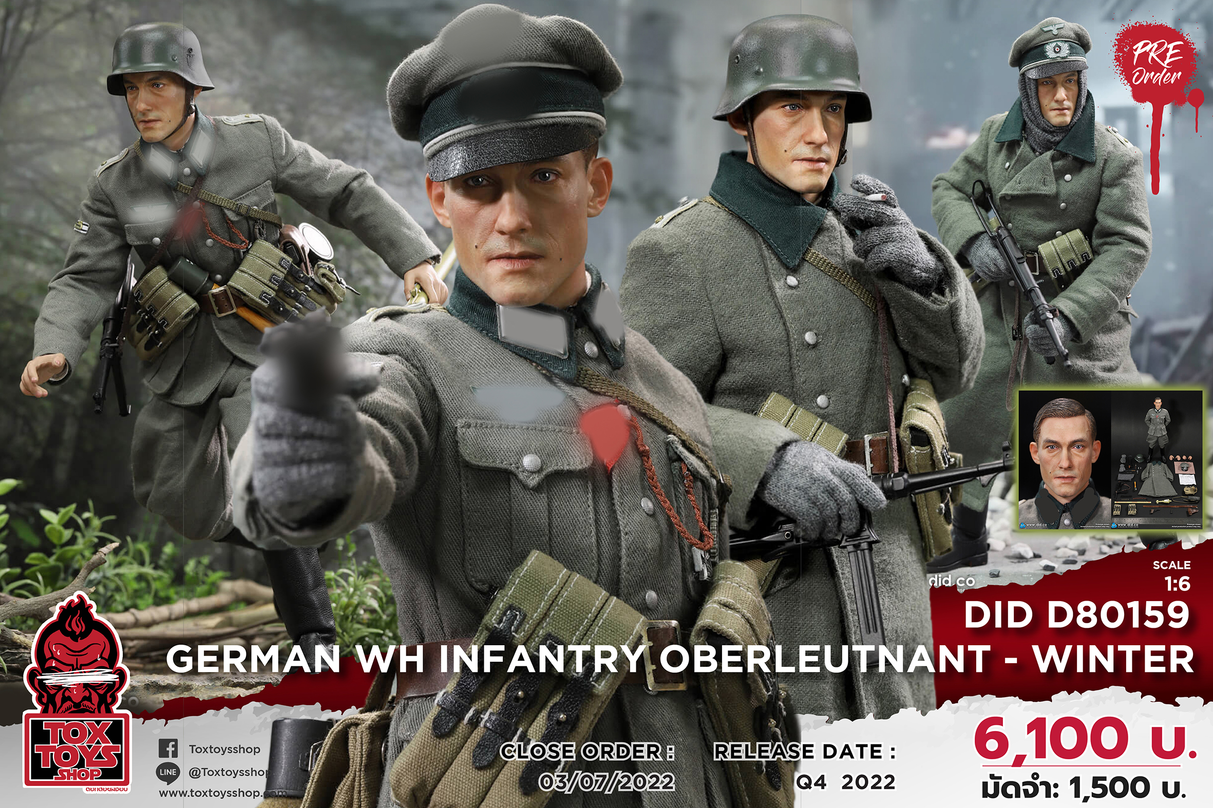 [สั่งจอง] DID D80159 1/6 : WWII German WH Infantry Oberleutnant - Winter