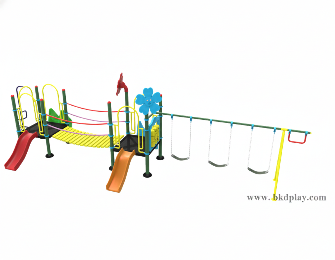 ชุดหอสะพานแขวนชิงช้ายางสไลด์ 70, เครื่องเล่นสนามกลางแจ้ง , เครื่องเล่นสนามแบบเหล็ก,ชิงช้า,สไลเดอร์,OutdoorPlayground, ราคาโรงงาน สินค้าสั่งผลิต 10-20 วัน