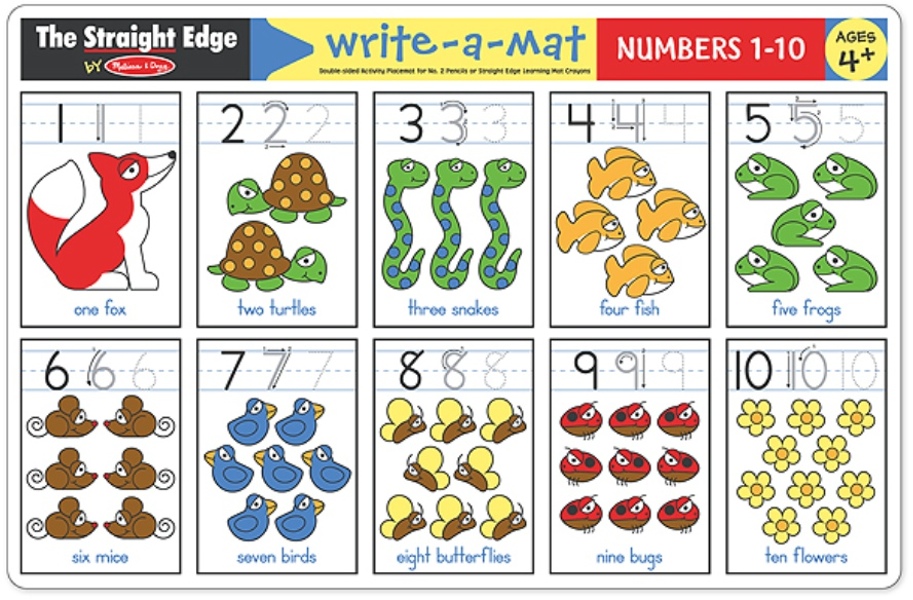 แผ่นรองจานเขียนลบได้ ส่งเสริมการเรียนรู้ Write-A-Mat Learning Mat - Numbers Melissa&Doug, ของเล่นเสริมพัฒนาการ, ของเล่น