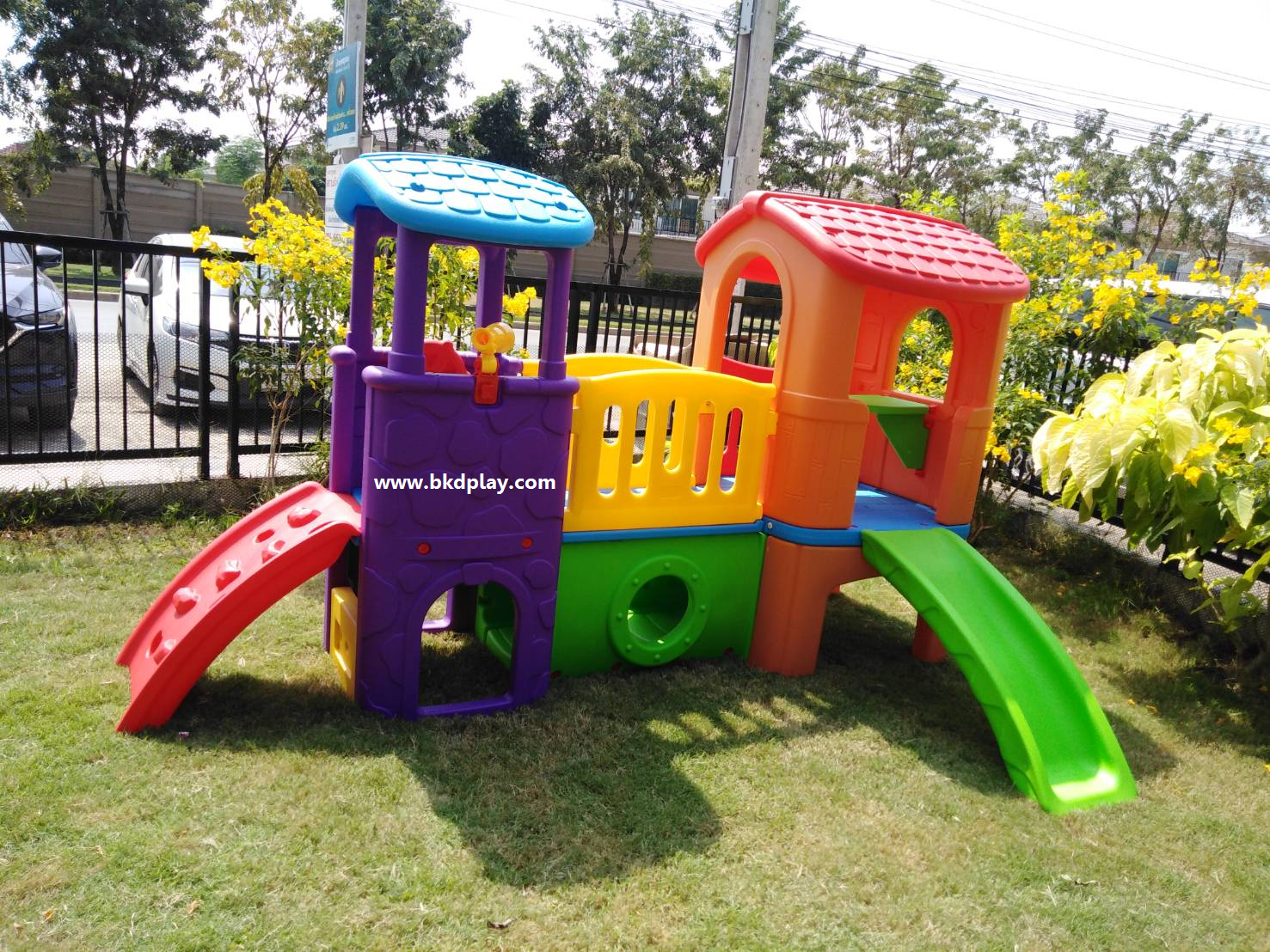 ส่งฟรี บ้านสไลเดอร์ปีนป่าย บ้านน้อย2ชั้น คละสี เลือกสีได้ ราคาต่อ1ชุด กระดานลื่นเด็ก เครื่องเล่นสนามกลางแจ้ง-ในร่ม พร้อมส่ง