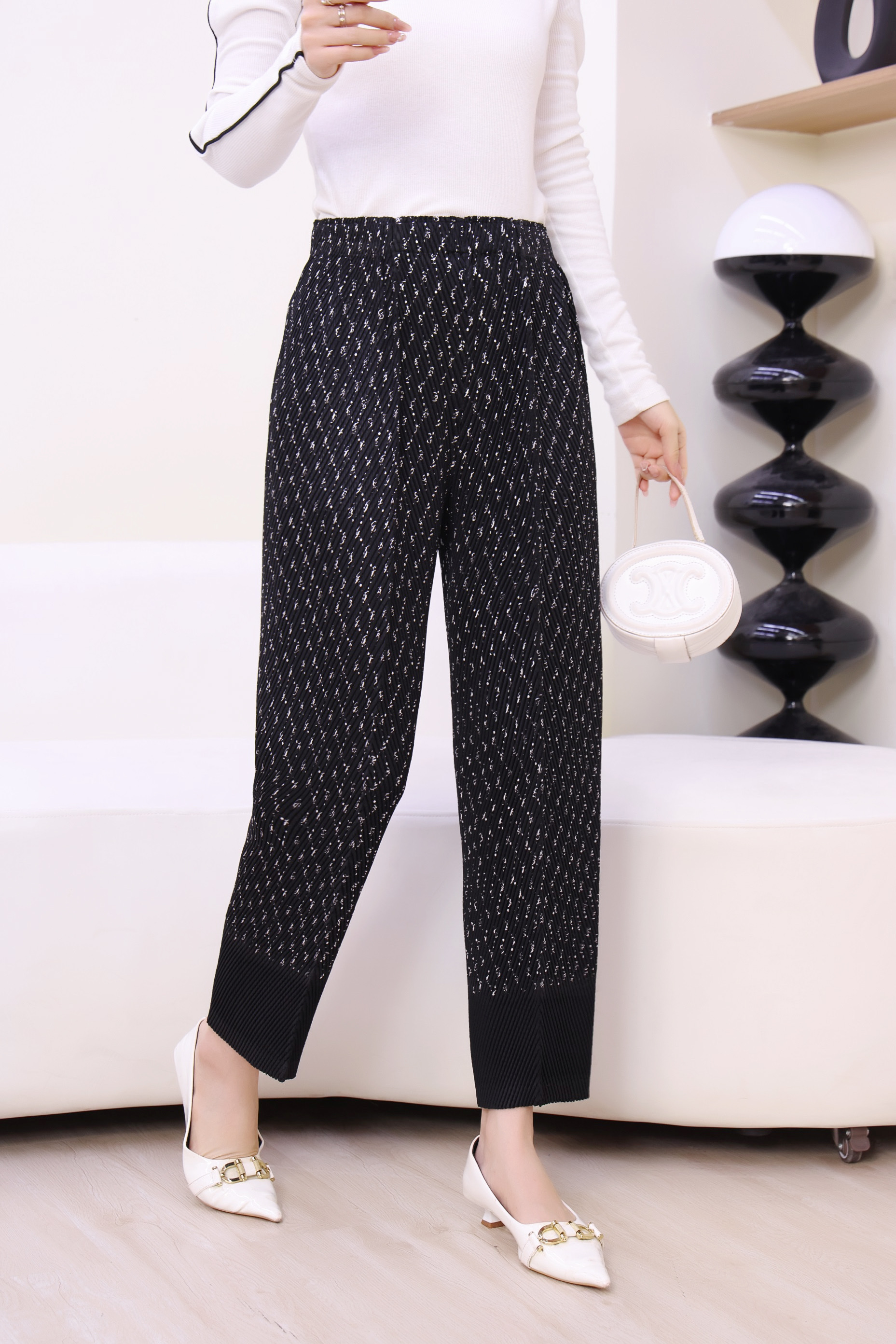 ยาว 35.5 นิ้ว!! 2MUAY รุ่น CX0438 กางเกงพลีทคุณภาพ DIAGONAL PLEATED PANTS 4 สี FREE SIZE